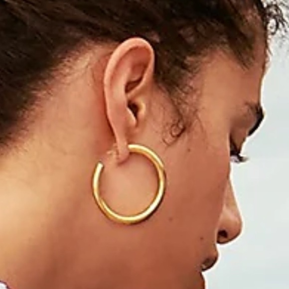 JCREW Hoop Earrings NWT OS Burnished Gold - Picture 2 of 9